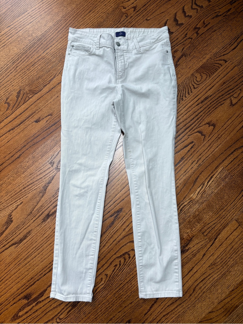 NYDJ Straight Leg Mid-Rise Light Khaki Beige Jeans